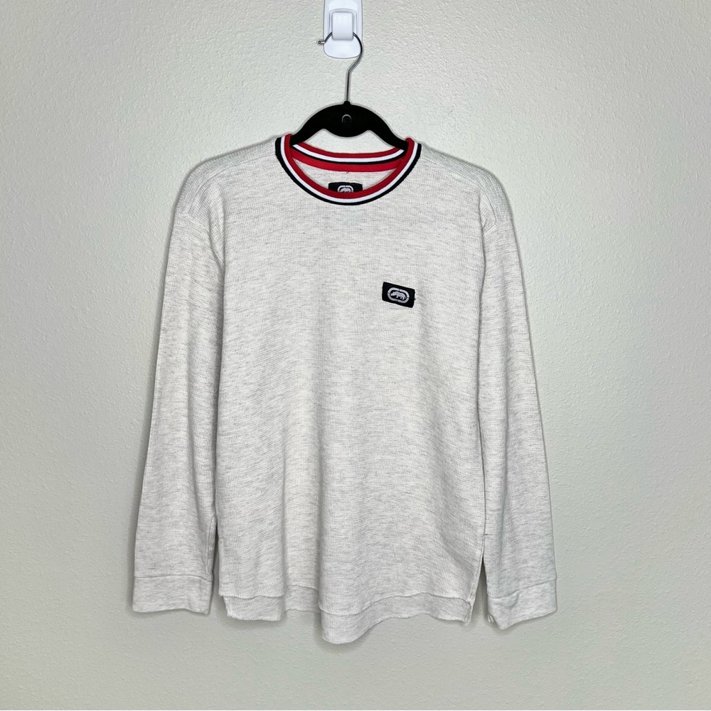 Ecko Unltd Men’s Waffle Knit Long Sleeve Shirt Light Heather Grey Sz Large NWOT